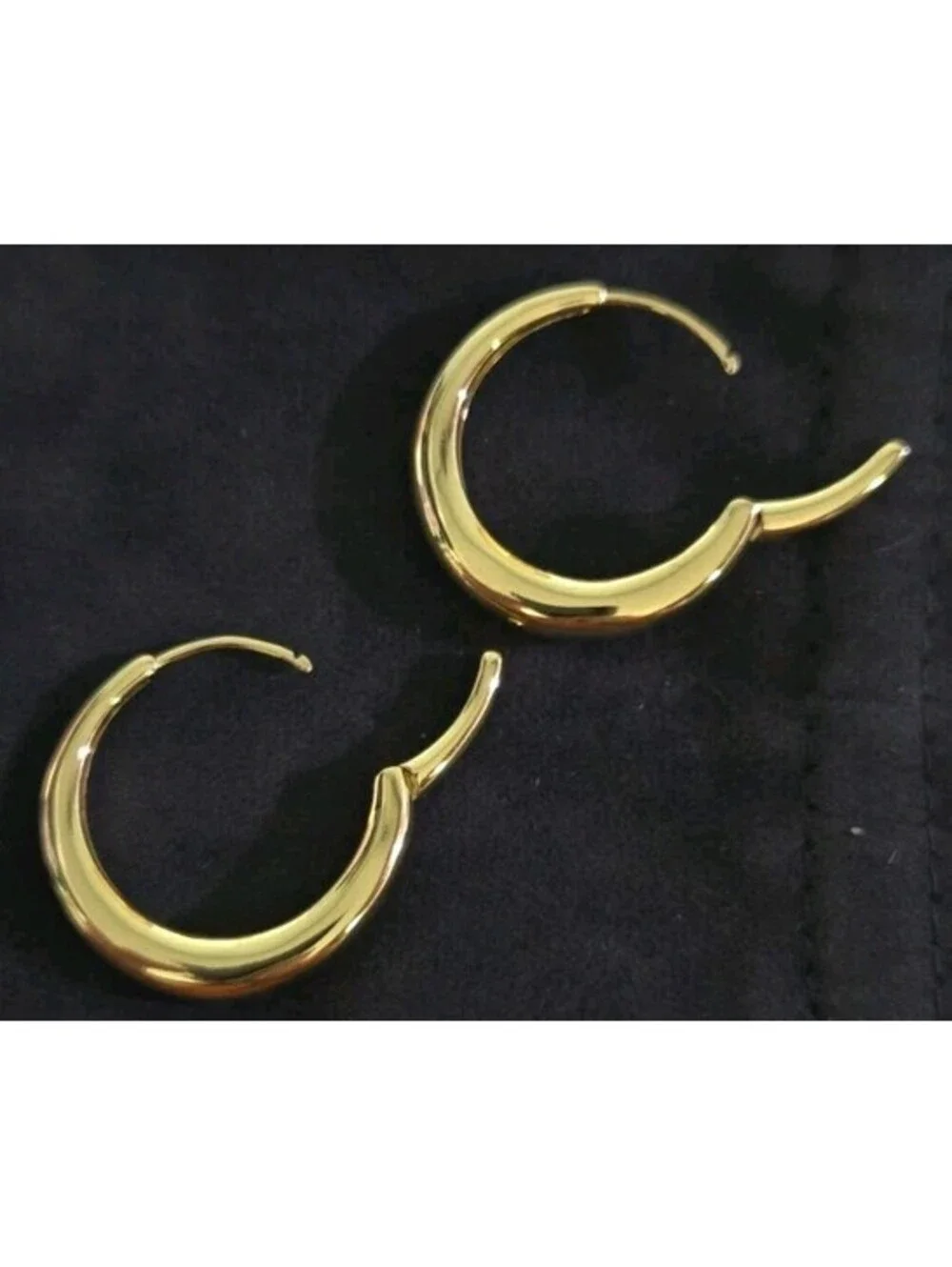 IBB CN Stamped Gold Tone Hoop Earrings 2 Pairs - 1.25 Inch - 1 Inch